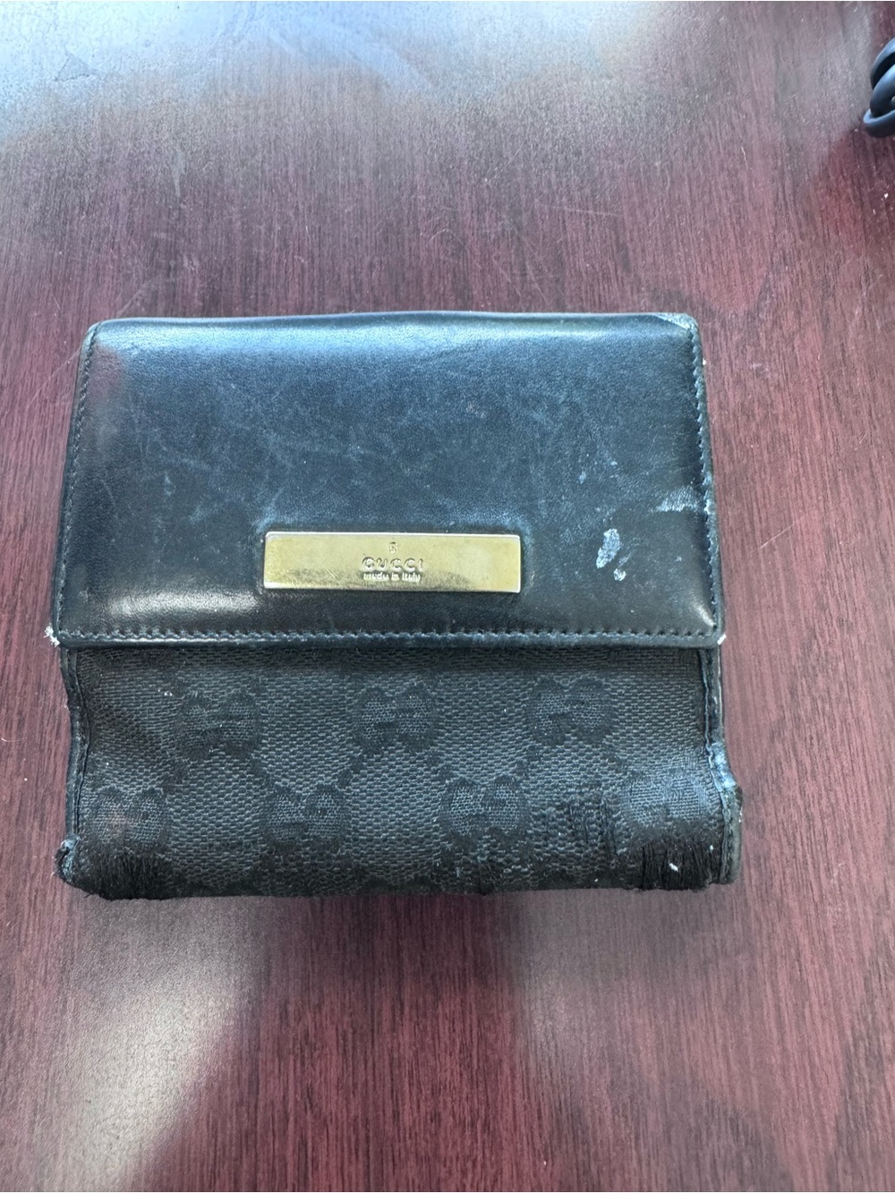 Vintage Gucci canvas leather wallet